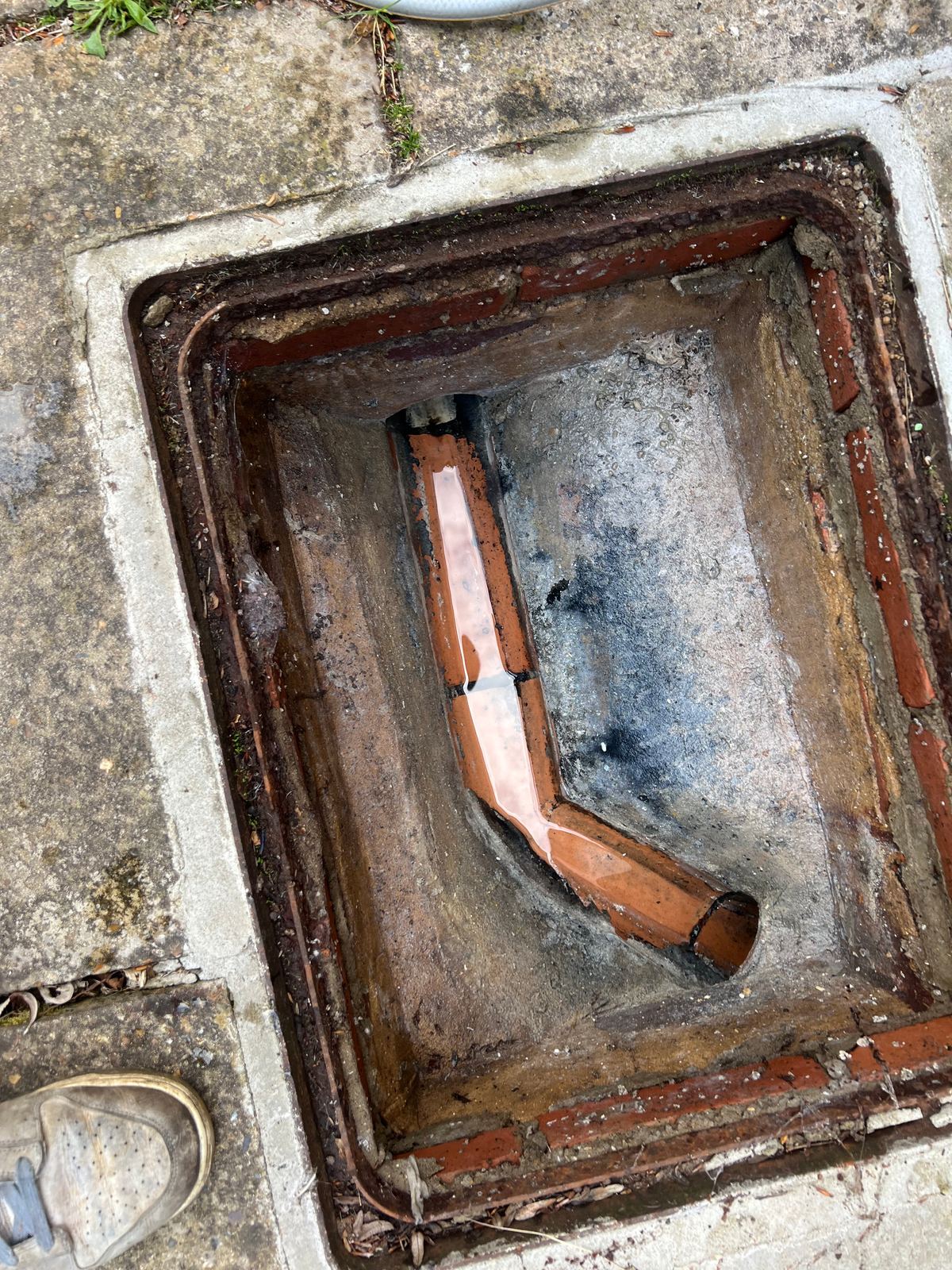Inspection chamber running clear after the blockage was cleared